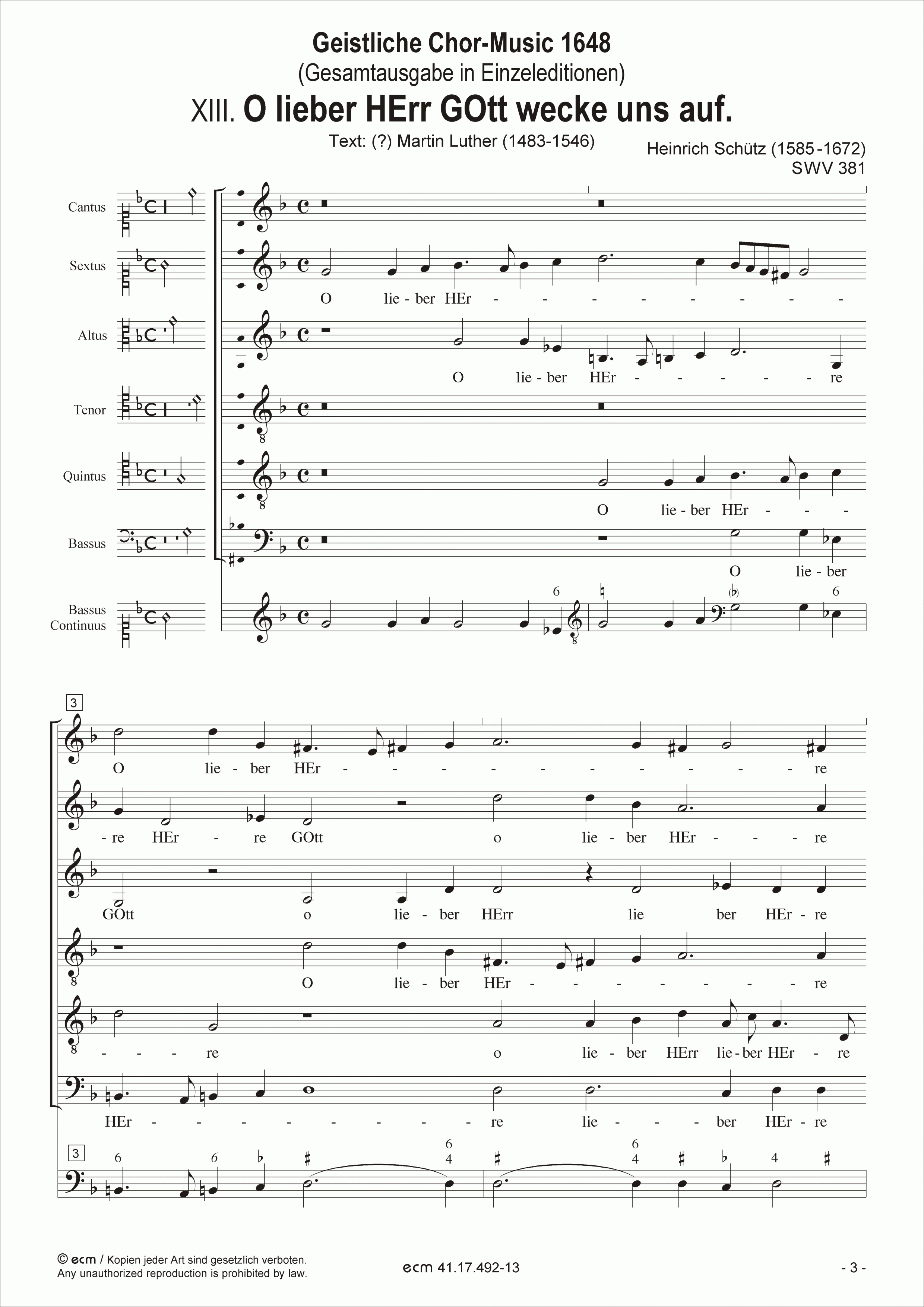 O lieber HErr GOtt wecke uns auf. (SWV 381)