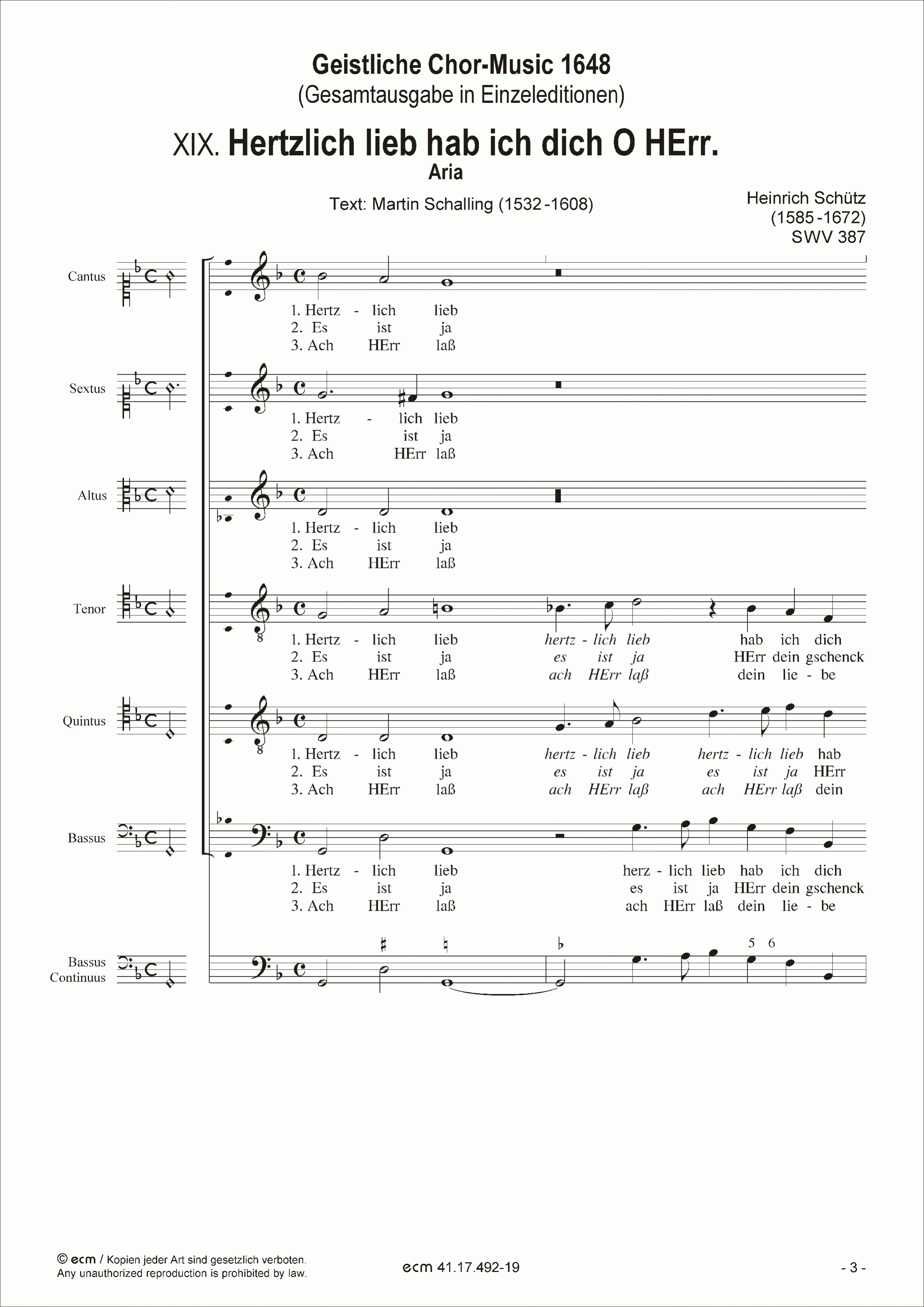 Hertzlich lieb hab ich dich O HErr. (SWV 387)