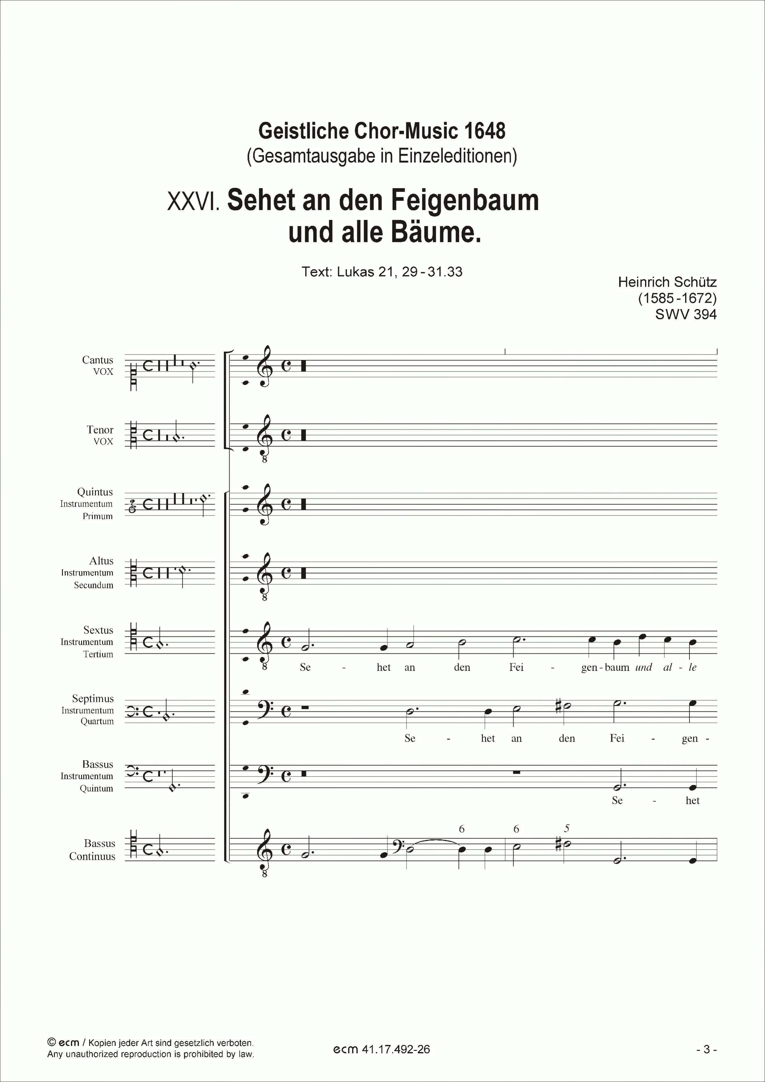 Sehet an den Feigenbaum und alle Bäume. (SWV 394)