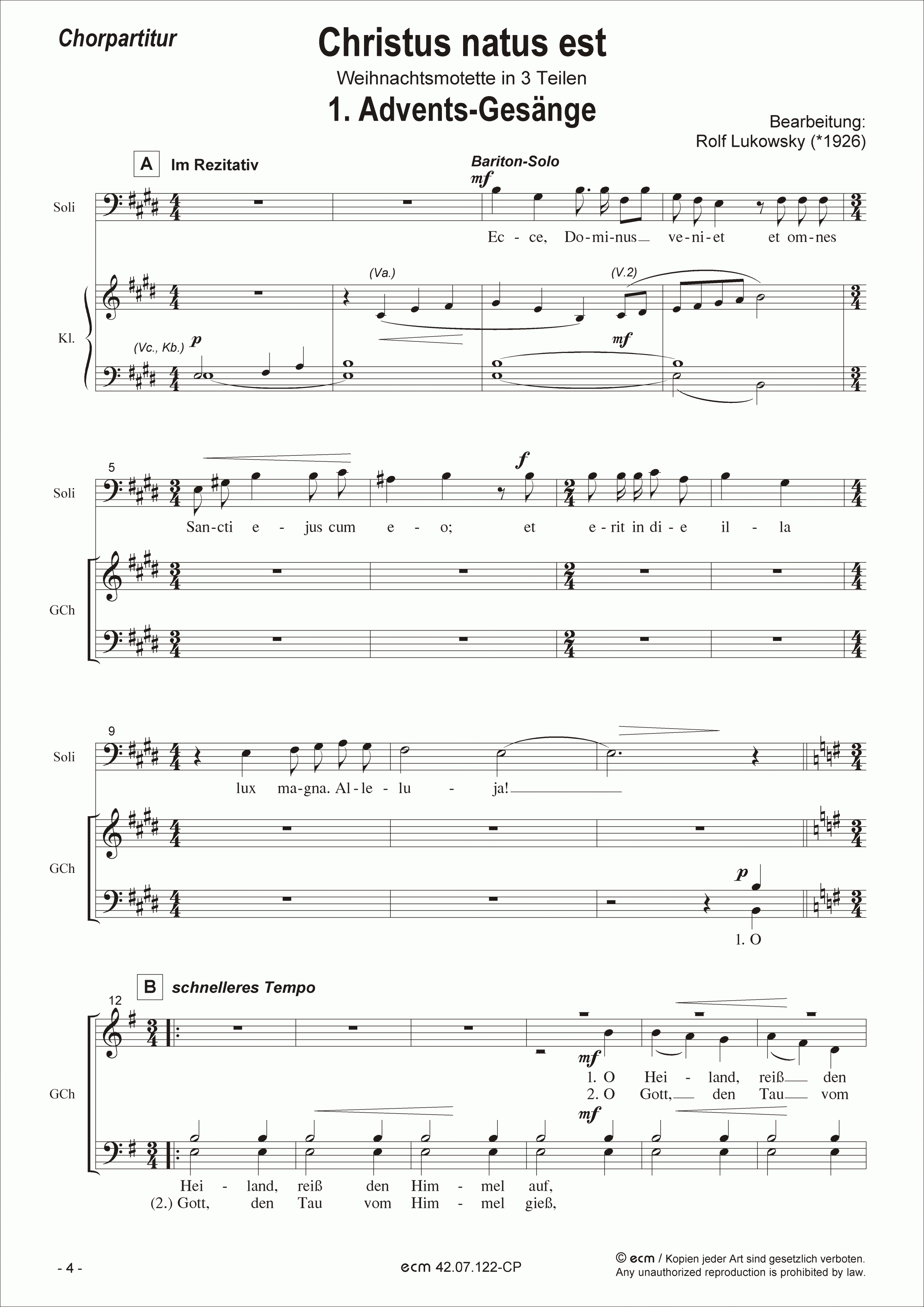 Christus natus est (Vocal score)