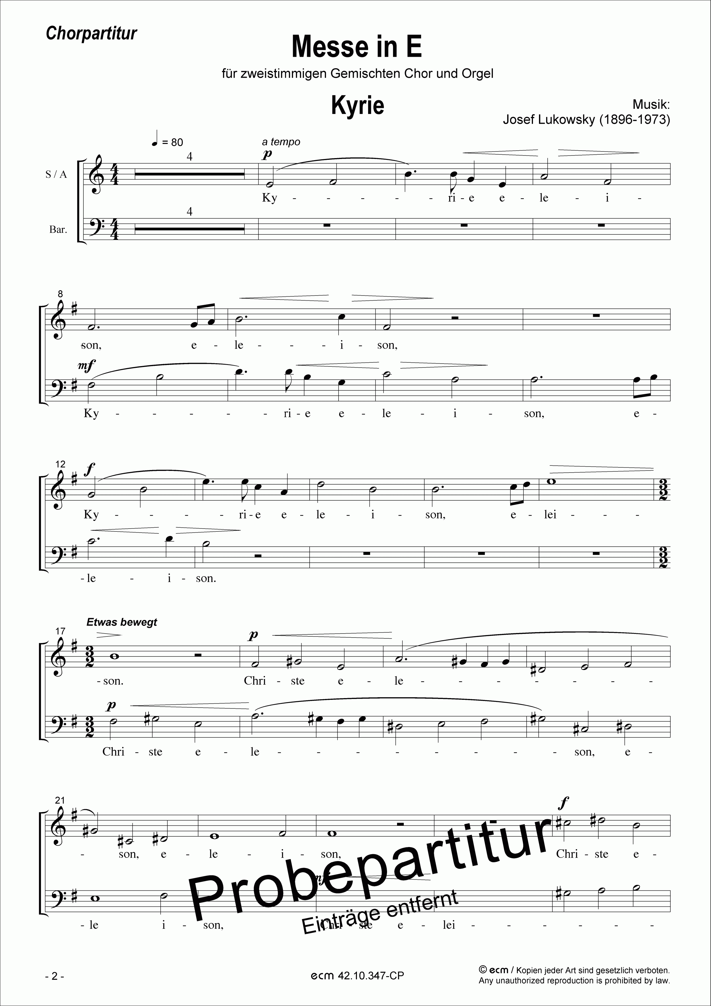 Messe in E (Chorpartitur)