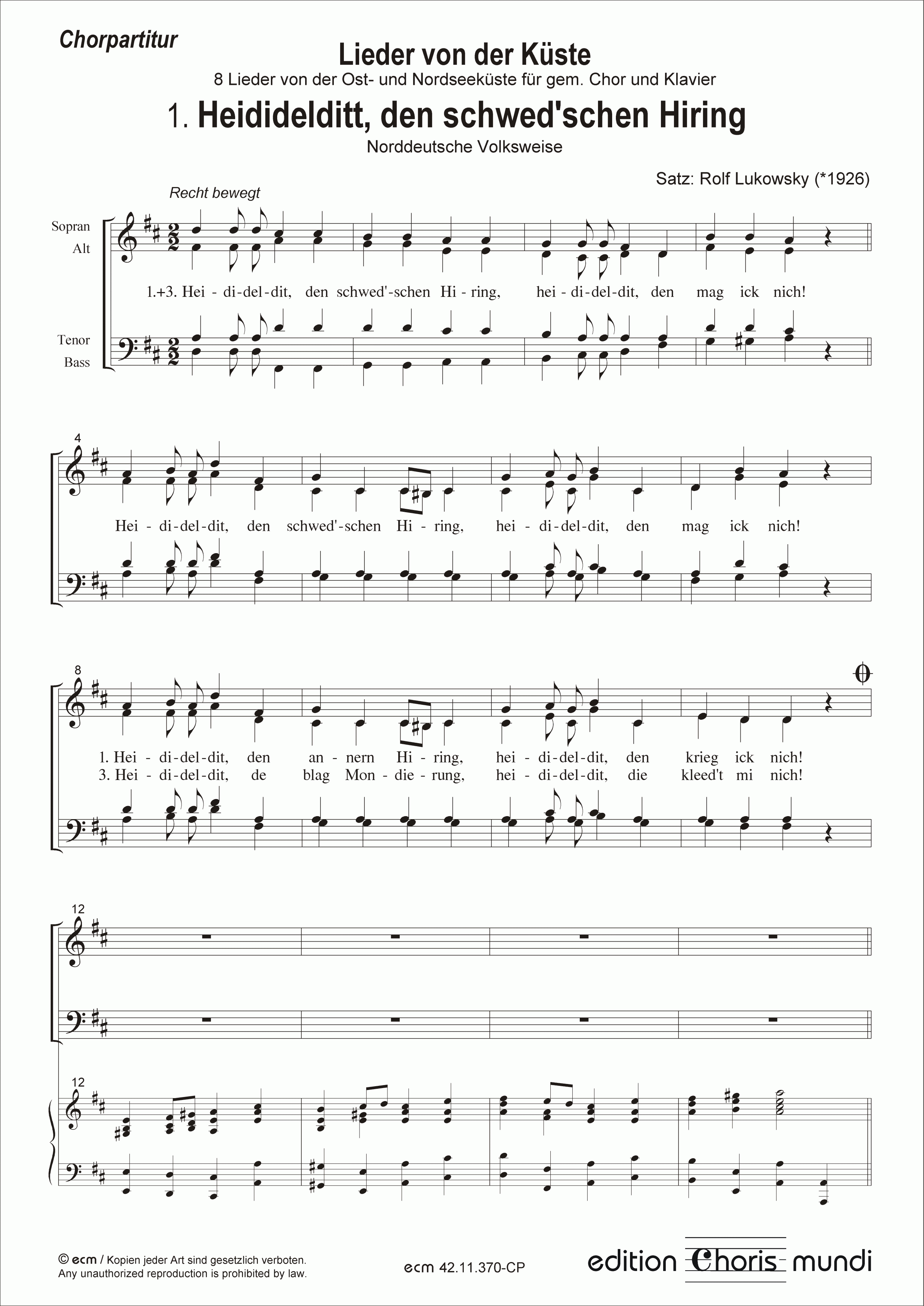 Lieder von der Küste (Chorpartitur)